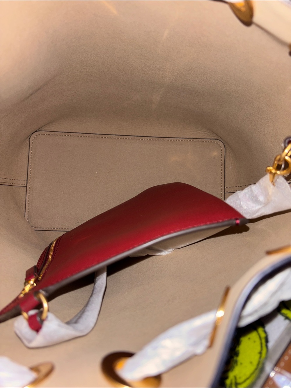 Tory Burch Red and Blue Drawstring Bucket Bag - Picture 7 of 10